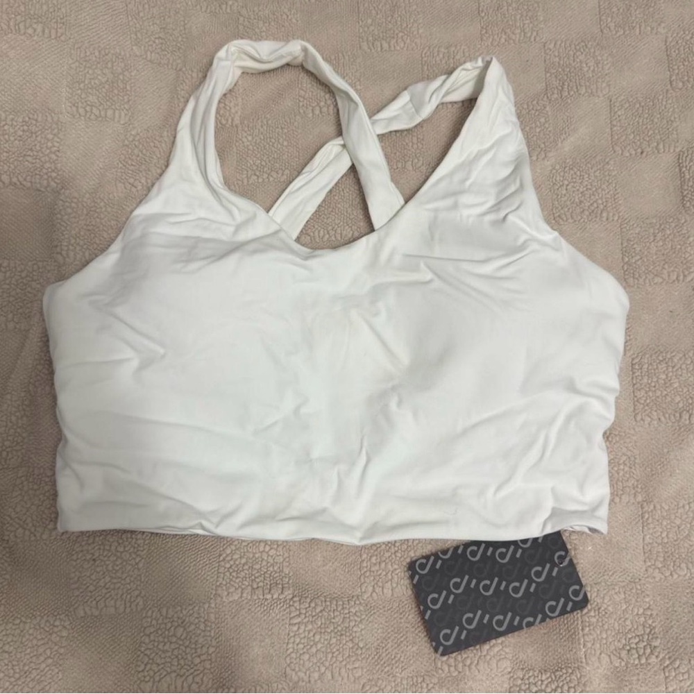 Women's White Cross-Back Tank/Sports Bra